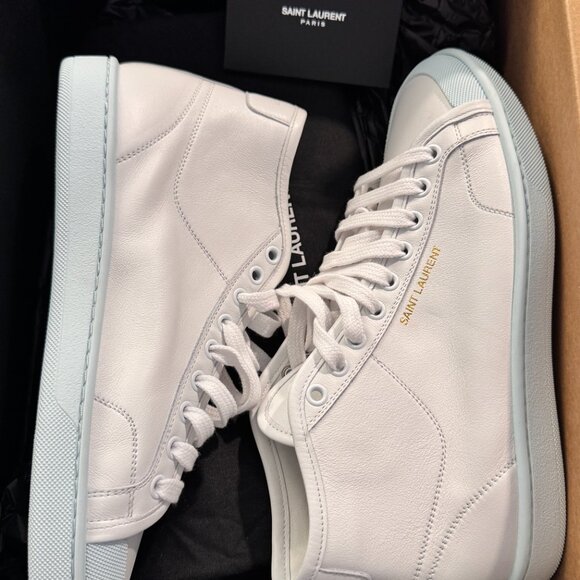 Saint Laurent SL/39 Mid Top Sneakers White Blue Women’s EU 38/US 8 New in Box - Picture 4 of 6